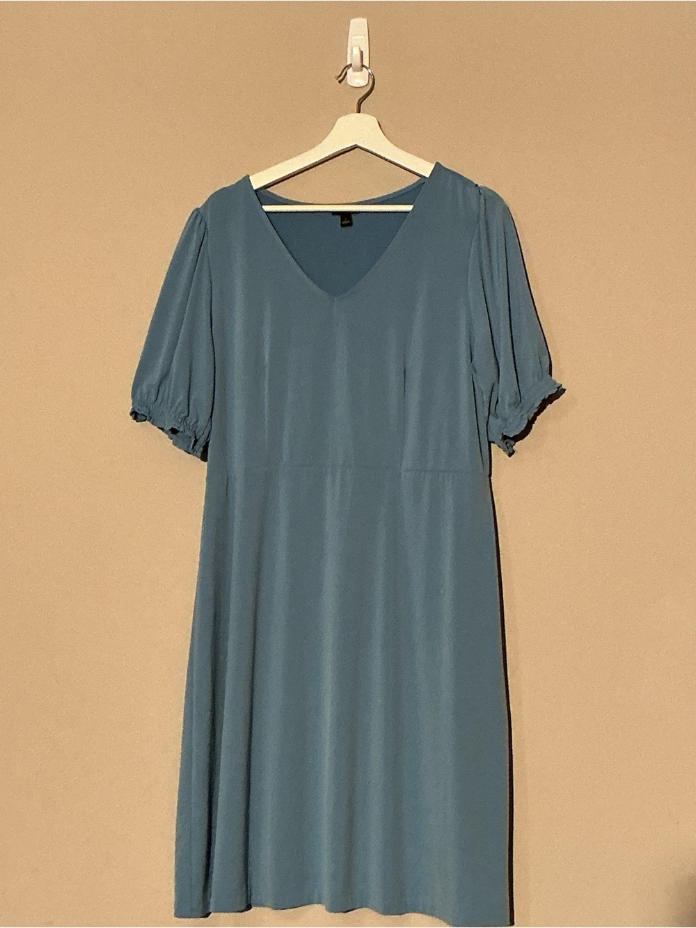 Ann Taylor V-Neck Midi Dress in Dusty Blue